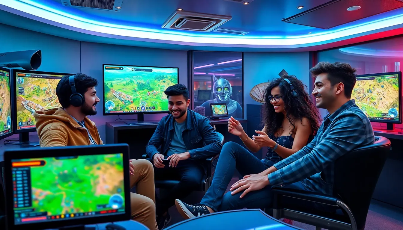 diverse players enjoying Old School RuneScape in a gaming lounge.
